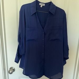 Express Deep Blue Button-Up Shirt